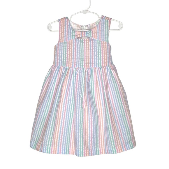 Bonnie Jean Toddler Girl Multicolor Striped Sleeveless Dress Tie-Back size 2T - Picture 1 of 8